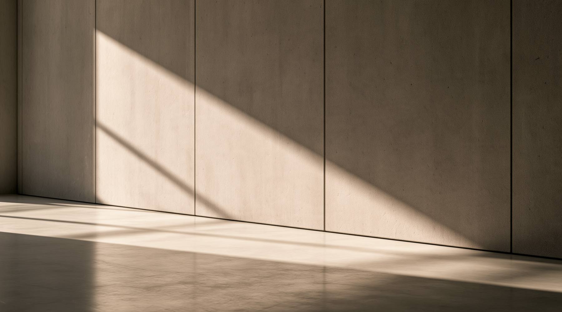 Concrete wall panels in raking light
